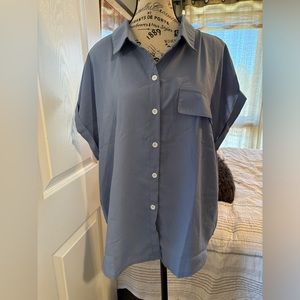 Blue button up top